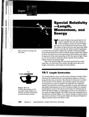 Special Relativity Length, Momentum, Ami Energy