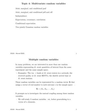 Topic 4: Multivariate Random Variables