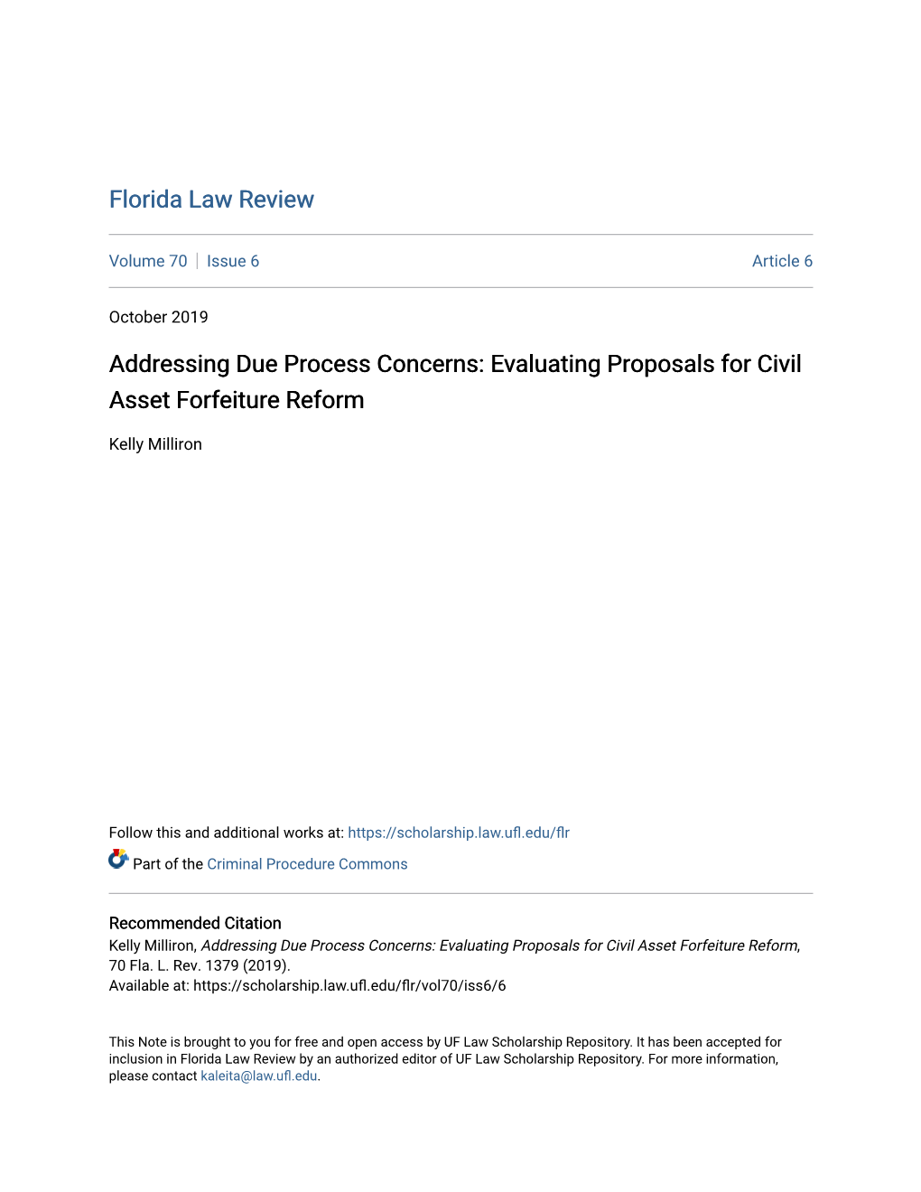 Evaluating Proposals for Civil Asset Forfeiture Reform