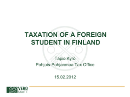 Taxation of a Foreign Student in Finland