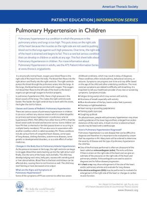 Pulmonary Hypertension in Children