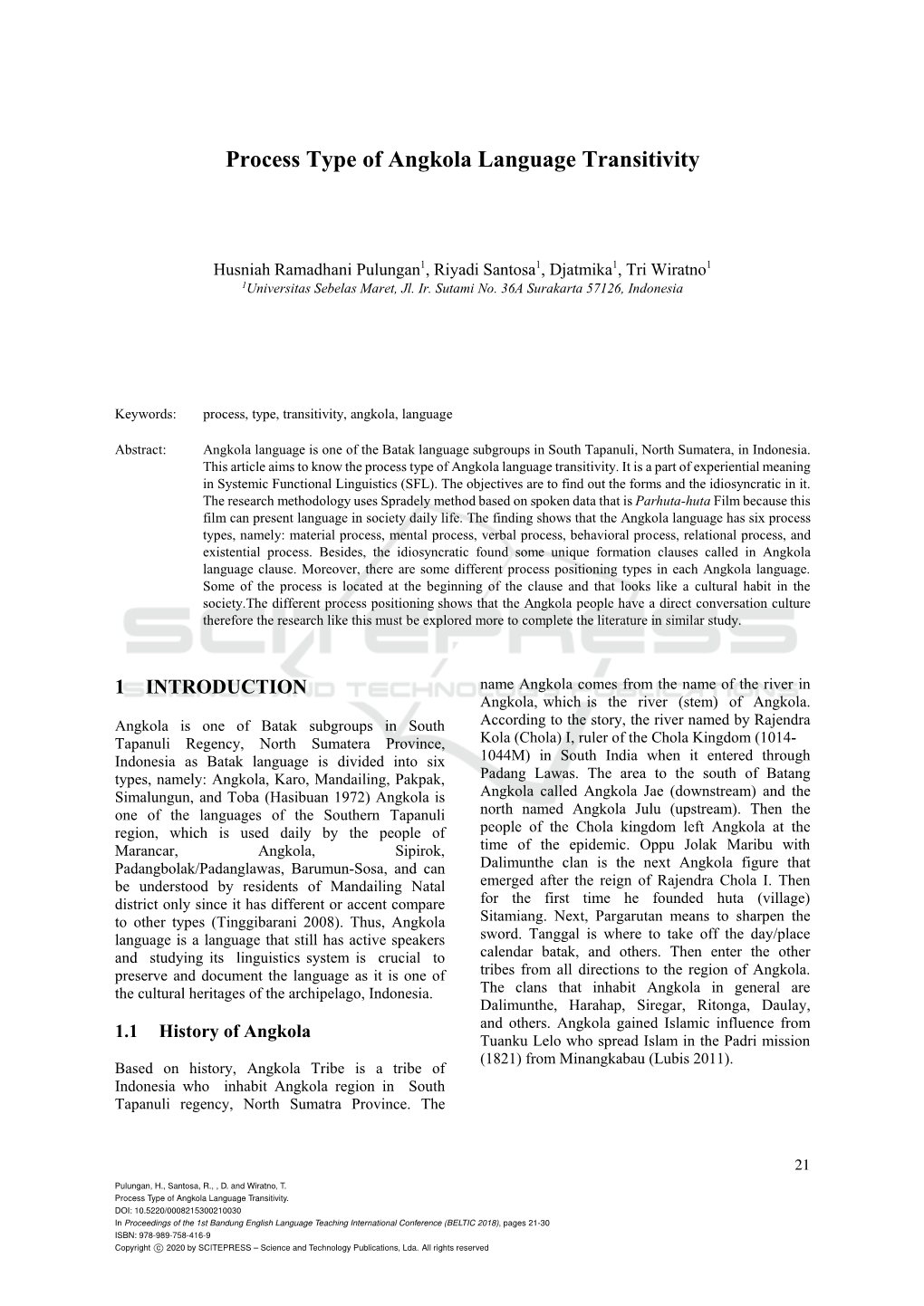 Process Type of Angkola Language Transitivity