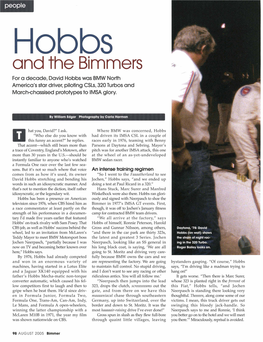 Hobbs and the Bimmers for a Decade, David Hobbs Was BMW North America's Star Driver, Piloting Csls, 320 Turbos and March-Chassised Prototypes to IMSA Glory
