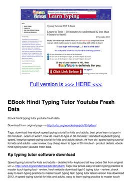 Ebook Hindi Typing Tutor Youtube Fresh Data