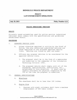 Honolulu Police Department Policy Law Enforcement