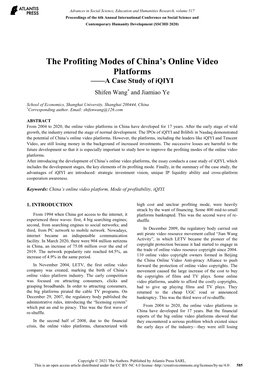 The Profiting Modes of China's Online Video Platforms