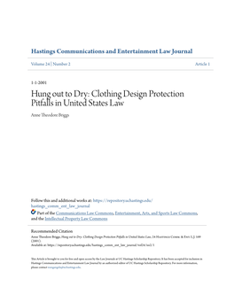 Clothing Design Protection Pitfalls in United States Law Anne Theodore Briggs