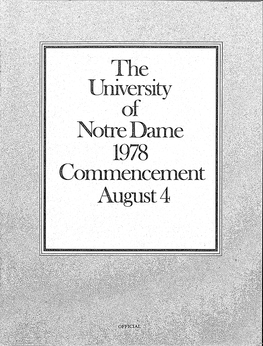 University of Notre Dame Commencement Program