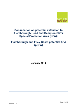 Consultation on Potential Extension to Flamborough Head and Bempton Cliffs Special Protection Area (SPA): Flamborough and Filey