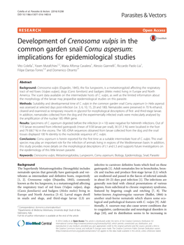 Development of Crenosoma Vulpis in the Common Garden Snail Cornu