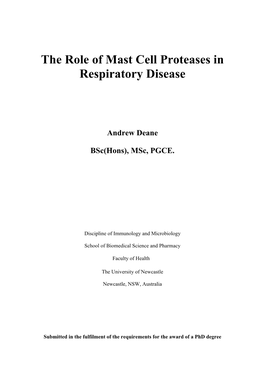 The Role of Mast Cell Proteases in Respiratory Disease