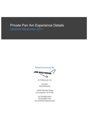 Private Pan Am Experience Details Updated September 2017