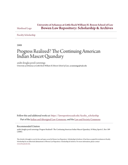 The Continuing American Indian Mascot Quandary