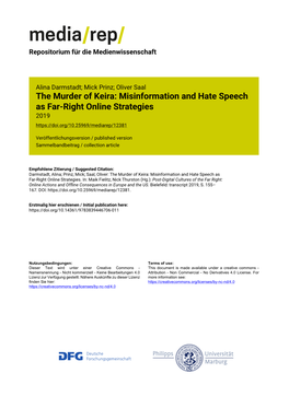 The Murder of Keira: Misinformation and Hate Speech As Far-Right Online Strategies 2019