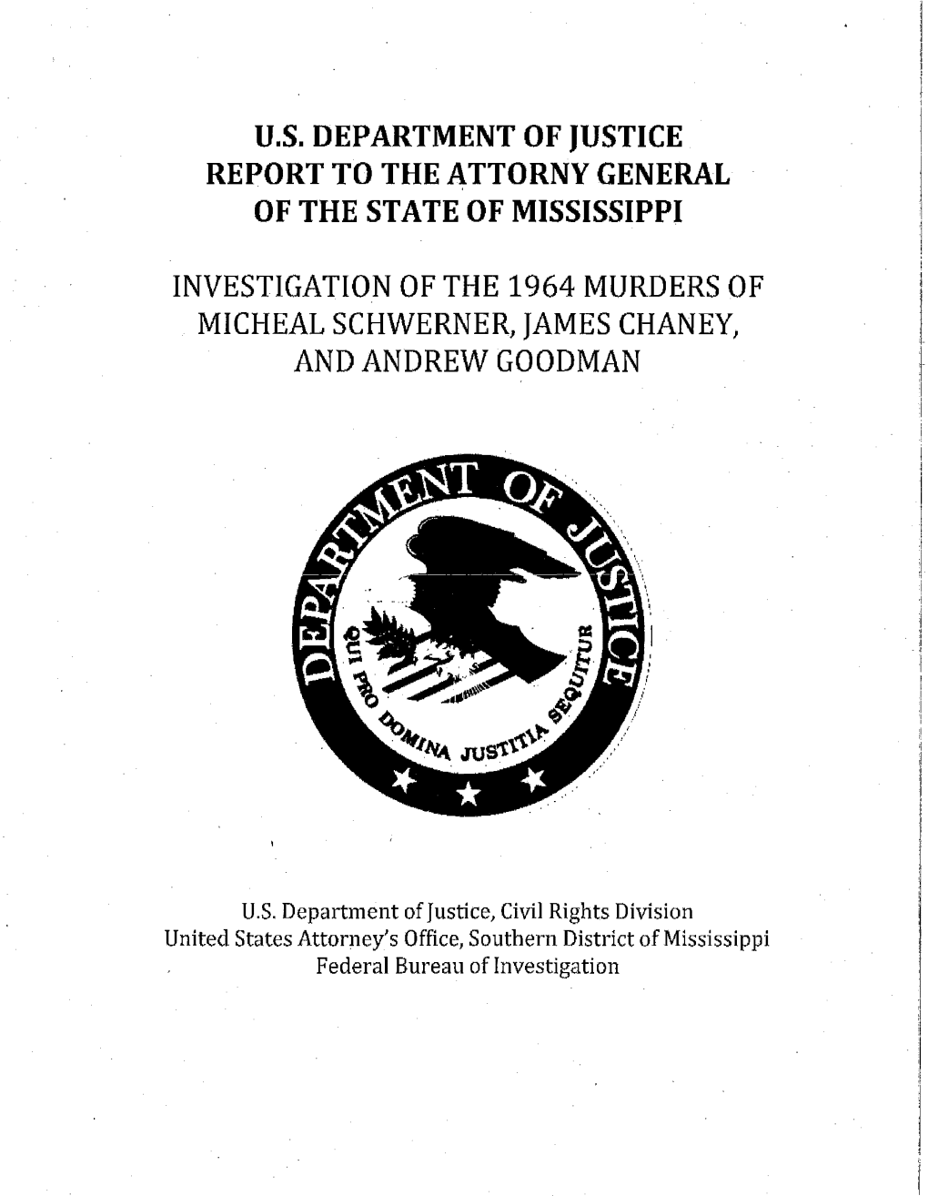 U.S. Department of Justice Report to the Attorny General of the State of Mississippi