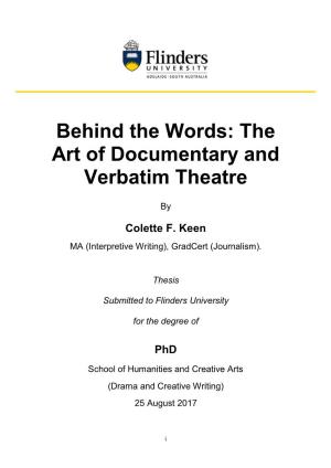 Behind the Words: the Art of Documentary and Verbatim Theatre