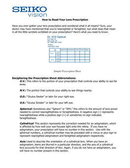 How to Read Your Lens Prescription Have You Ever Gotten Your Lens