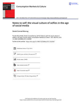 Notes to Self: the Visual Culture of Selfies in the Age of Social Media