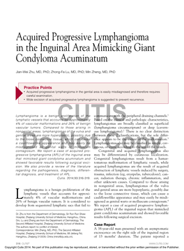 Acquired Progressive Lymphangioma in the Inguinal Area Mimicking Giant Condyloma Acuminatum