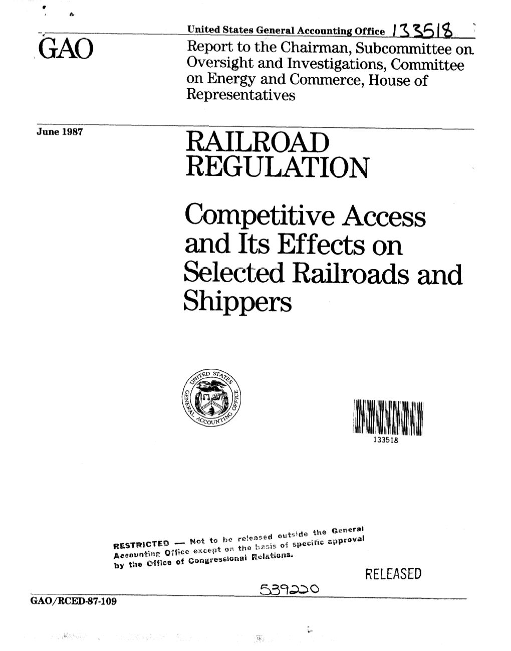 Competitive Access and Its Effects on Selected Railroads and Shippers