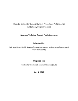 Hospital Visits After General Surgery Procedures Performed at Ambulatory Surgical Centers Measure Technical Report