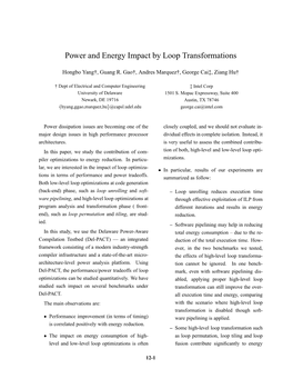 Power and Energy Impact by Loop Transformations