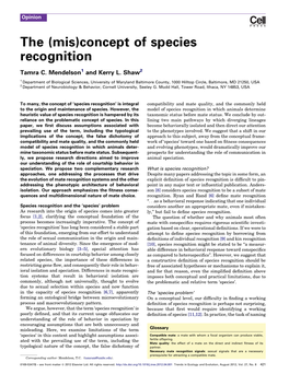 Concept of Species Recognition