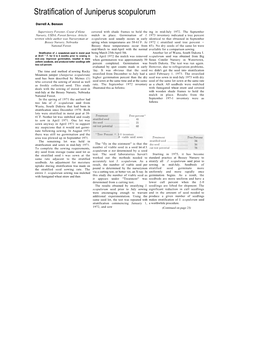 Stratification of Juniperus Scopulorum