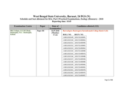 West Bengal State University, Barasat, 24 PGS (N) Schedule and Seat Allotment for B.Sc
