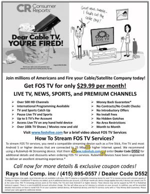 Get FOS TV for Only $29.99 Per Month!