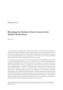 Revisiting the Northern Forum: Lessons from Alaska's Involvement