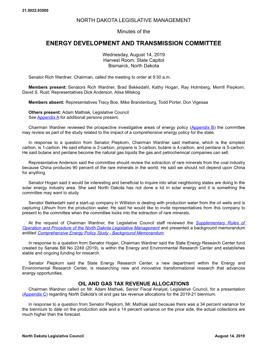 Energy Development and Transmission Committee