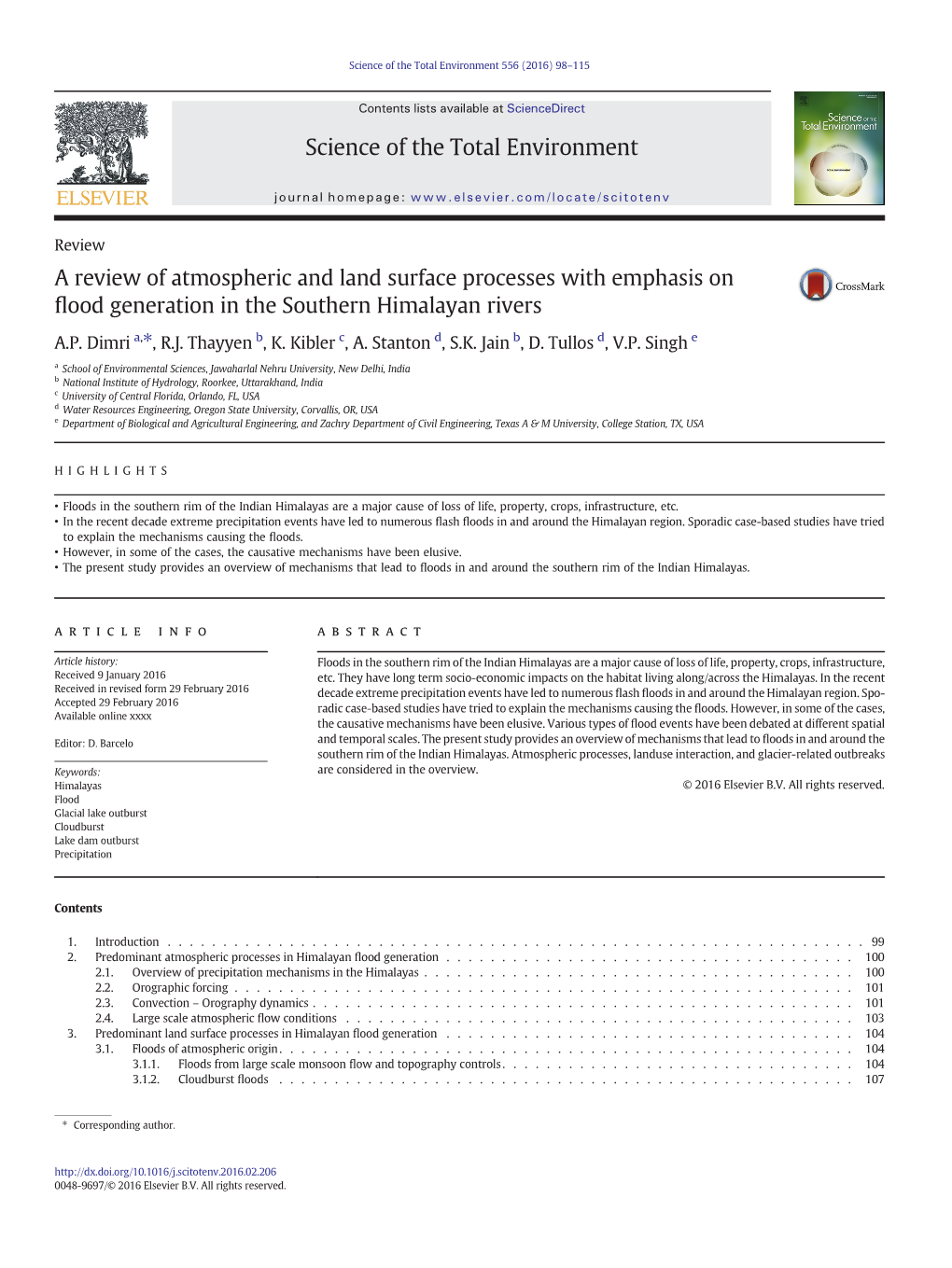 A Review of Atmospheric and Land Surface Processes with Emphasis on ﬂood Generation in the Southern Himalayan Rivers