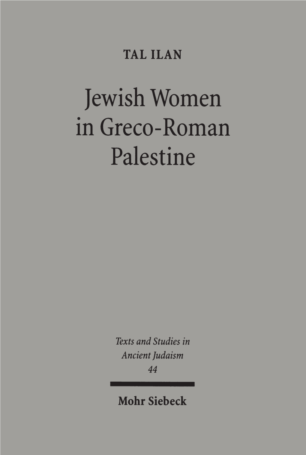 Jewish Women in Greco-Roman Palestine