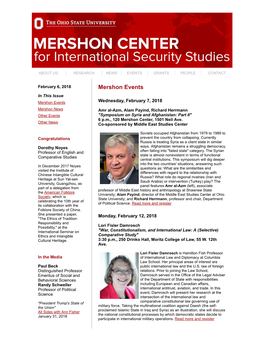 Mershon Events in This Issue Mershon Events Wednesday, February 7, 2018