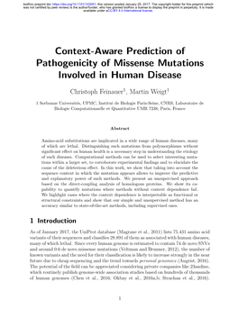 Context-Aware Prediction of Pathogenicity of Missense Mutations Involved in Human Disease