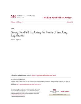Going Too Far? Exploring the Limits of Smoking Regulations Simon Chapman