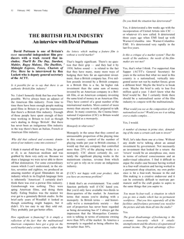 THE BRITISH FILM INDUSTRY an Interview with David Puttnam