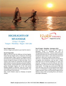 Highlights of Myanmar