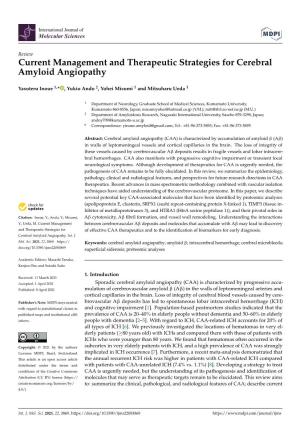 Current Management and Therapeutic Strategies for Cerebral Amyloid Angiopathy