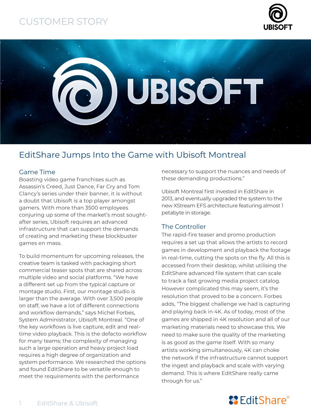 Editshare Jumps Into the Game with Ubisoft Montreal