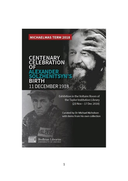 Solzhenitsyn Exhibition Chronology