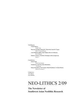 NEO-LITHICS 2/09 the Newsletter of Southwest Asian Neolithic Research Contents