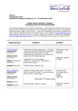 FHDC Planning Applications 37/17