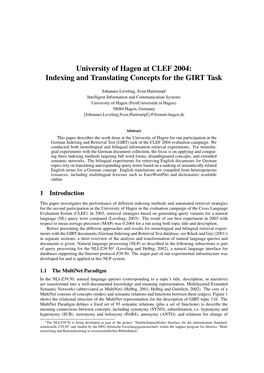 University of Hagen at CLEF 2004: Indexing and Translating Concepts for the GIRT Task