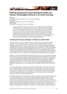 Shifting Perspectives About Aboriginal Health and History: Using Digital Archives in an Online Role Play