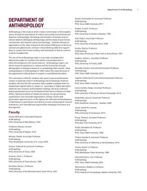Department of Anthropology 1
