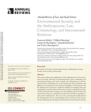 Environmental Security and the Anthropocene: Law, Criminology, and International Relations