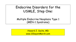 Endocrine Disorders for the USMLE, Step One