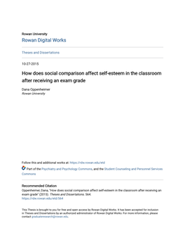 How Does Social Comparison Affect Self-Esteem in the Classroom After Receiving an Exam Grade